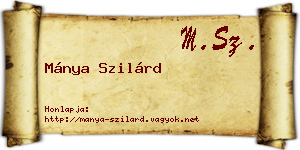 Mánya Szilárd névjegykártya